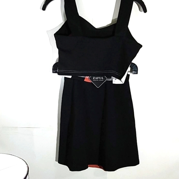 ZAFUL BLACK WHITE PINK CROP TANK TOP MINI SKIRT 2 PIECE SET SIZE 4 NWT - Picture 5 of 9